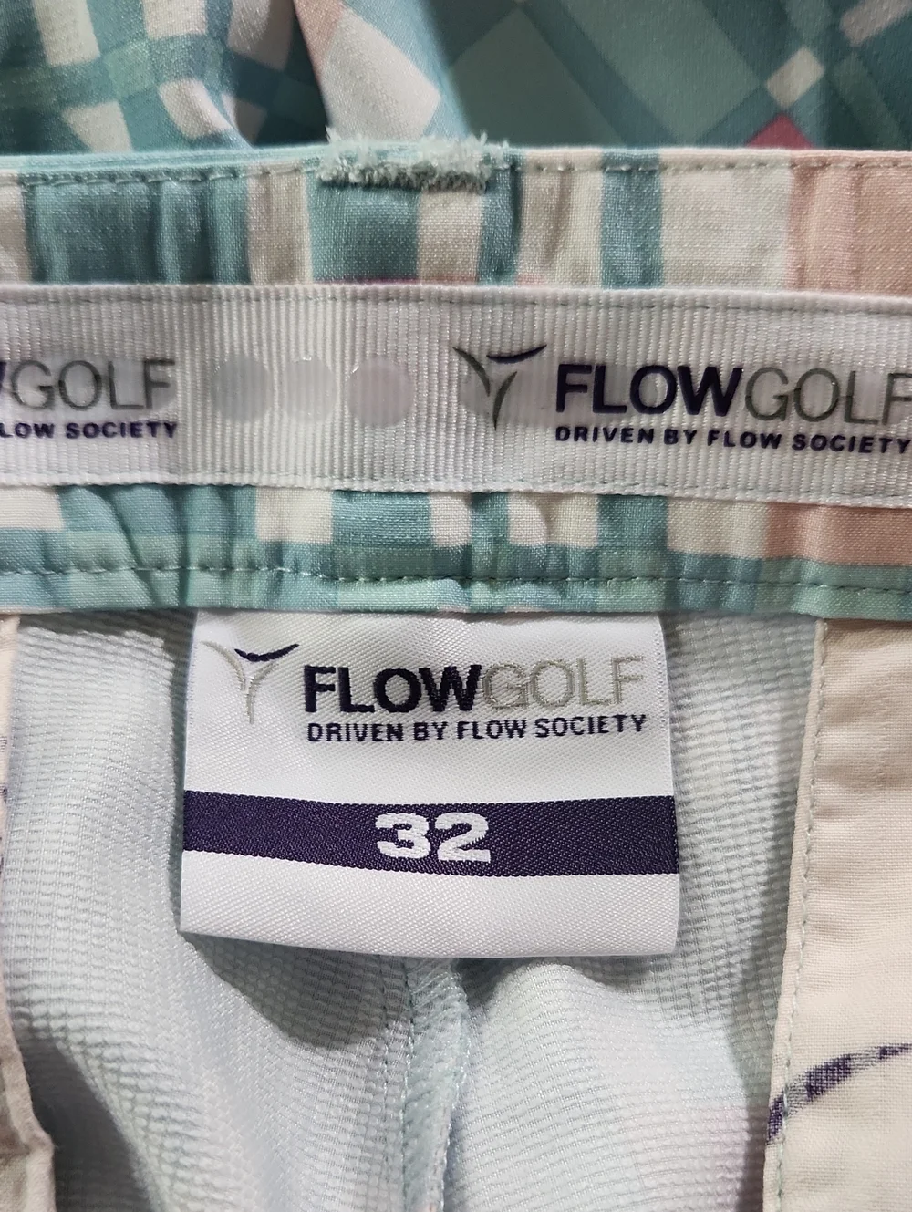Flow Golf Pastel Plaid Golf Shorts Sz 32